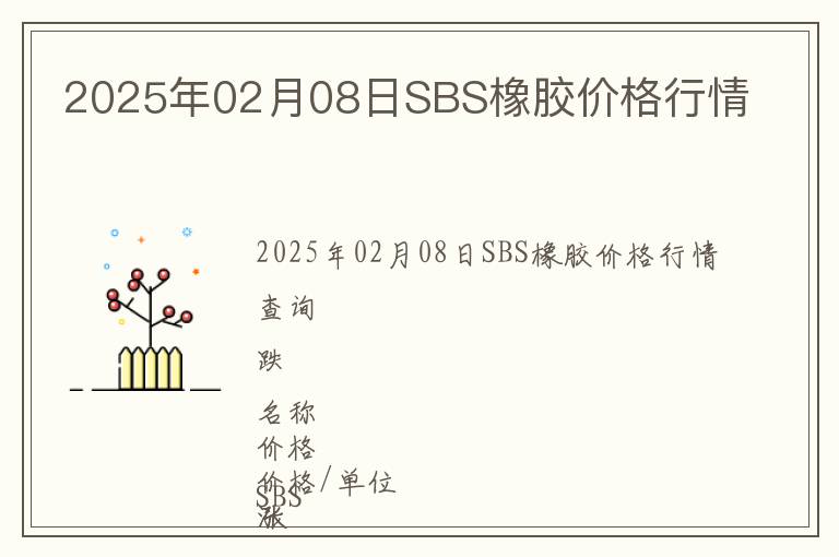 2025年02月08日SBS橡膠價格行情
