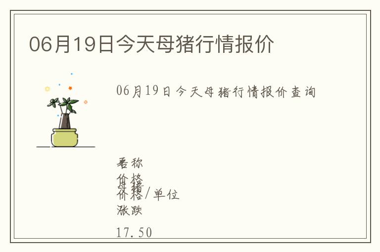 06月19日今天母豬行情報價