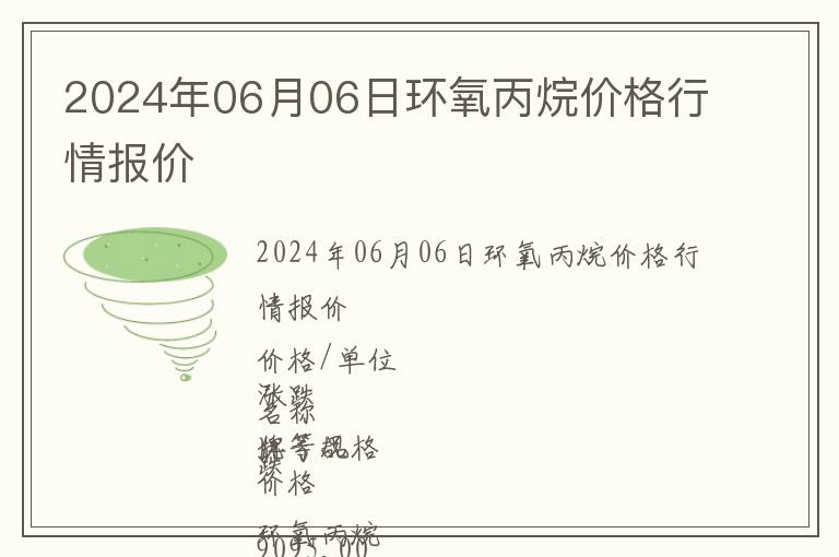 2024年06月06日環氧丙烷價格行情報價