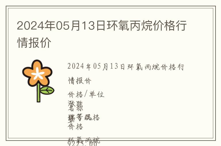2024年05月13日環氧丙烷價格行情報價