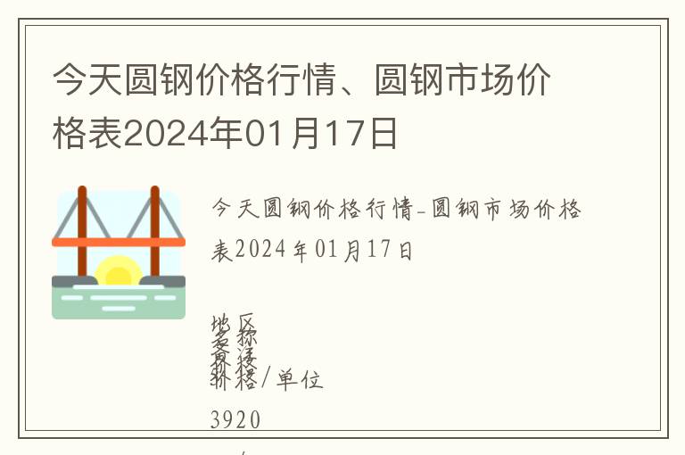 今天圓鋼價格行情、圓鋼市場價格表2024年01月17日