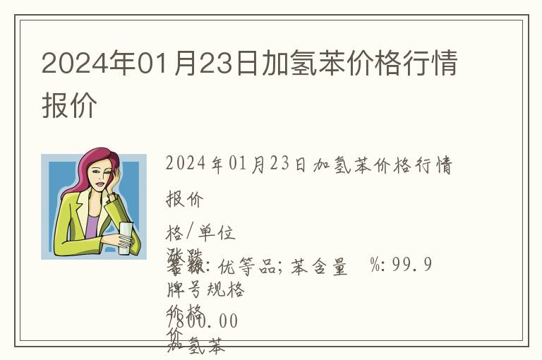 2024年01月23日加氫苯價格行情報價