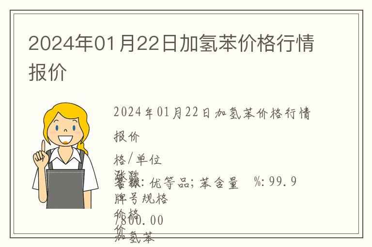 2024年01月22日加氫苯價格行情報價